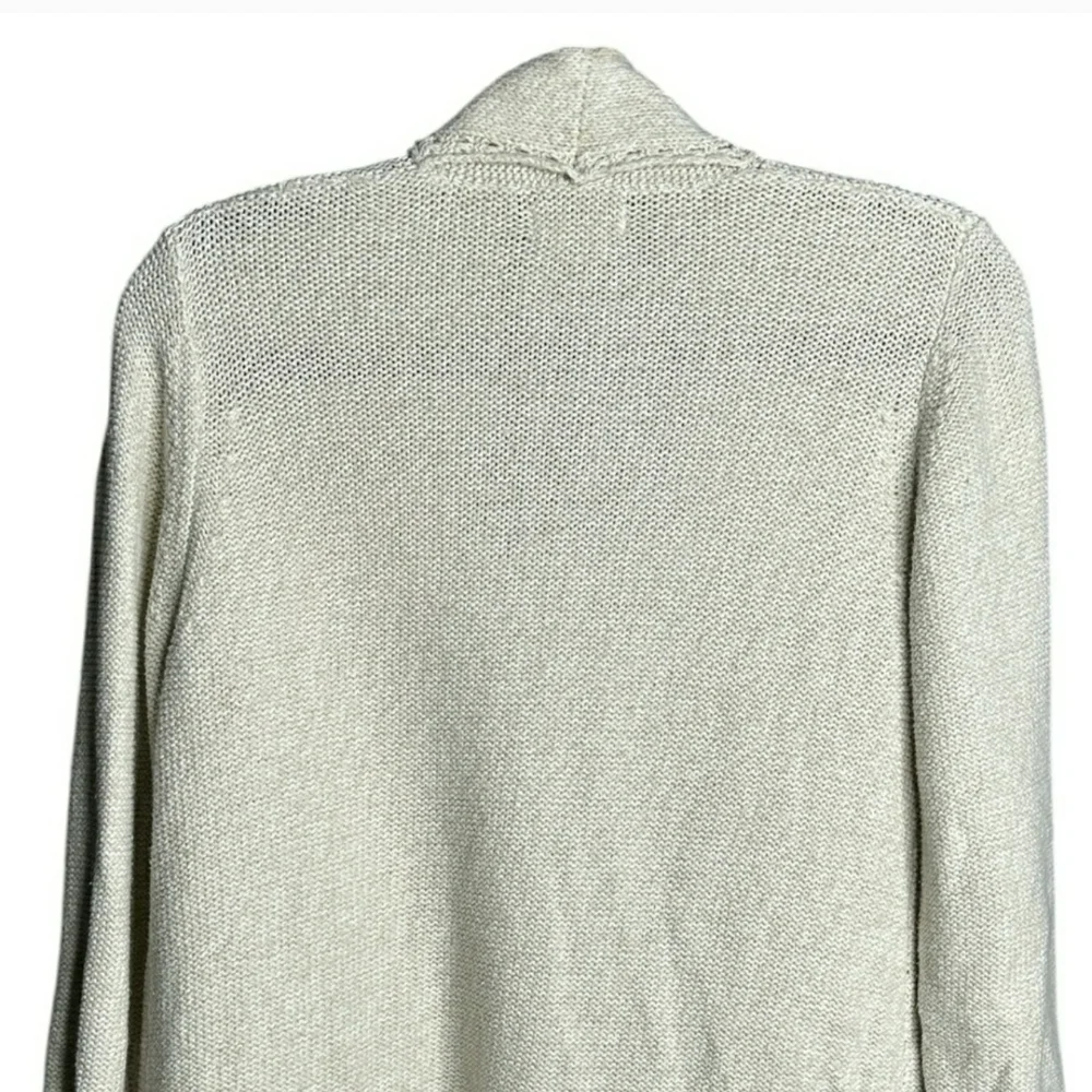 Lucky Brand Ivory Open Front Crochet Trim Cardigan Sweater Medium Boho